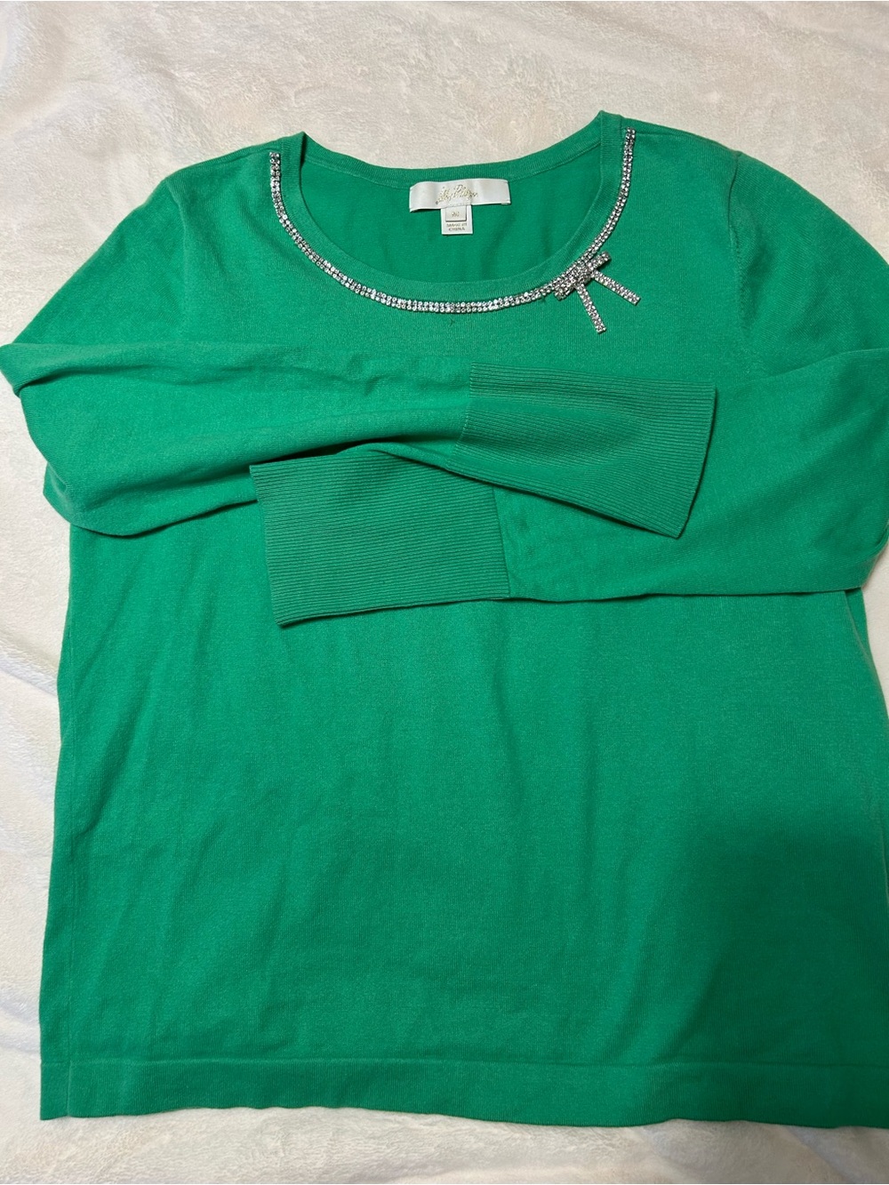 Lilly Pulitzer Kelly Green Long-Sleeve Crewneck Top - Picture 6 of 10